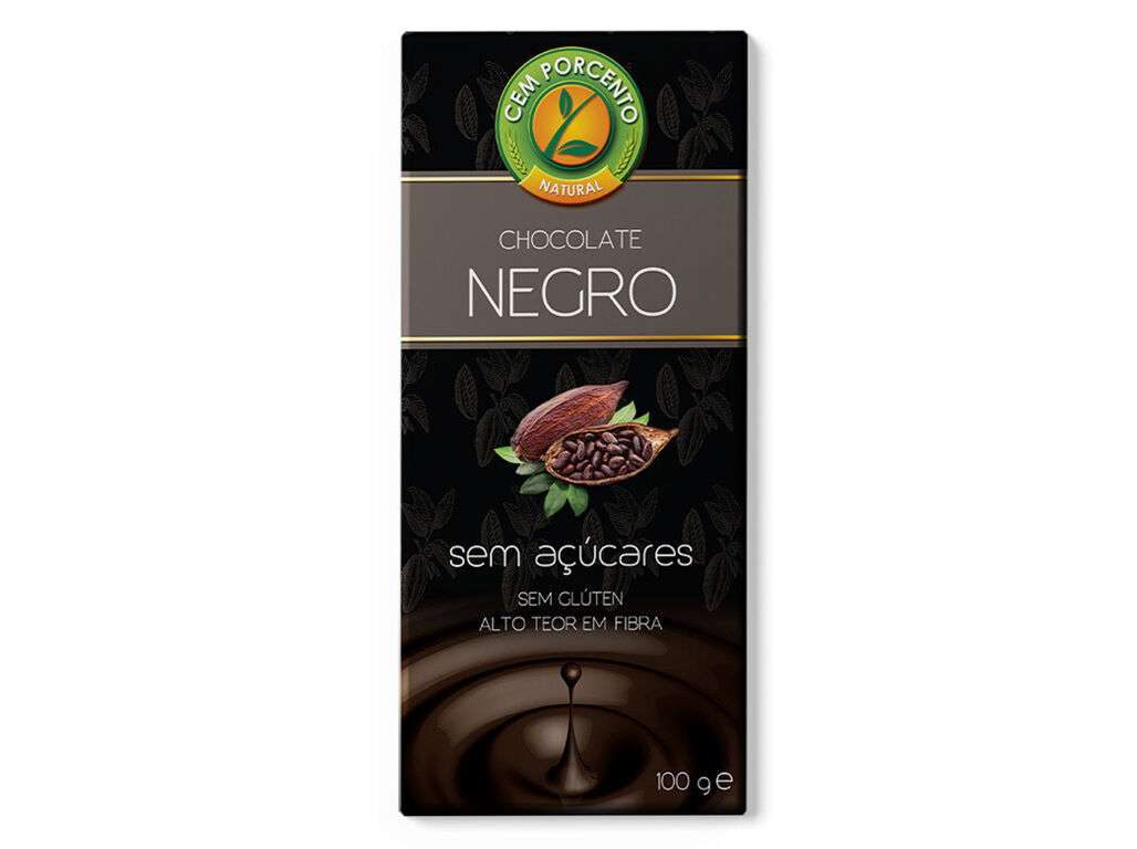 CHOCOLATE CEM PORCENTO NEGRO SEM A&Ccedil;&Uacute;CAR 100G image number 0