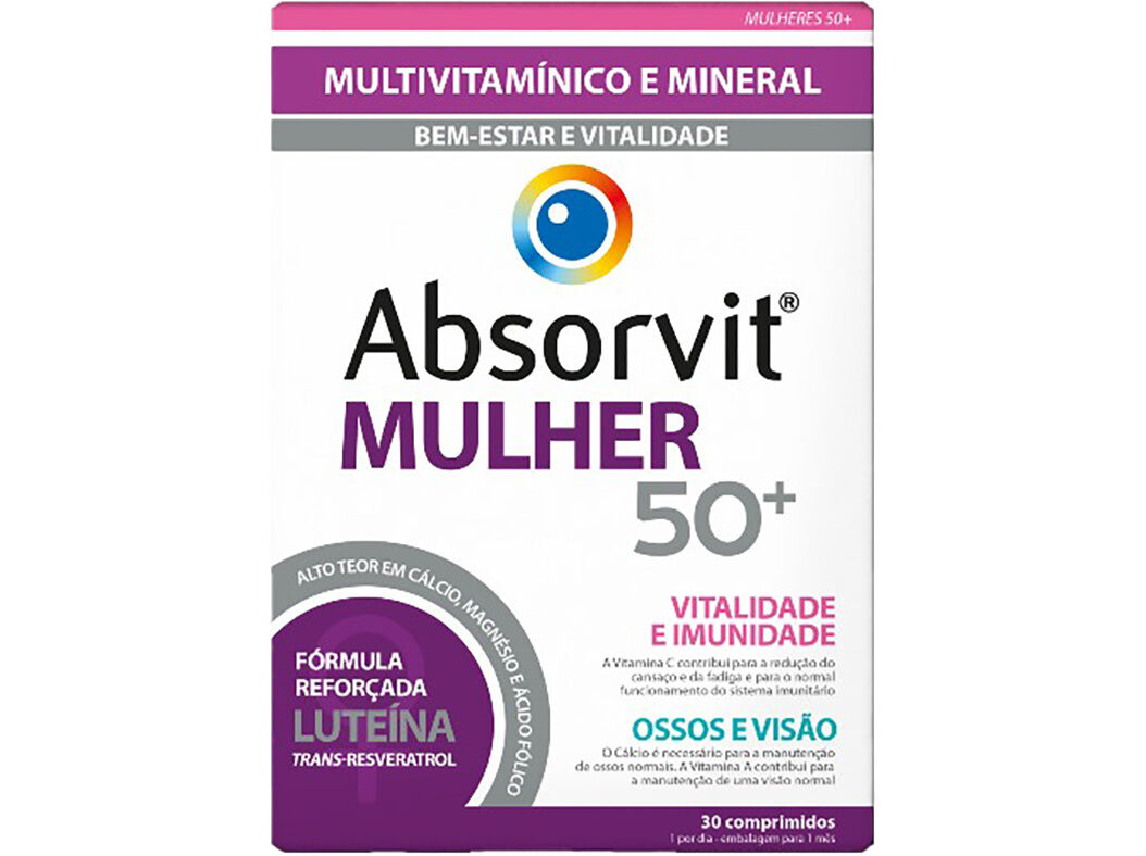 SUPLEMENTO ALIMENTAR ABSORVIT 50+ MULHER 30 COMP