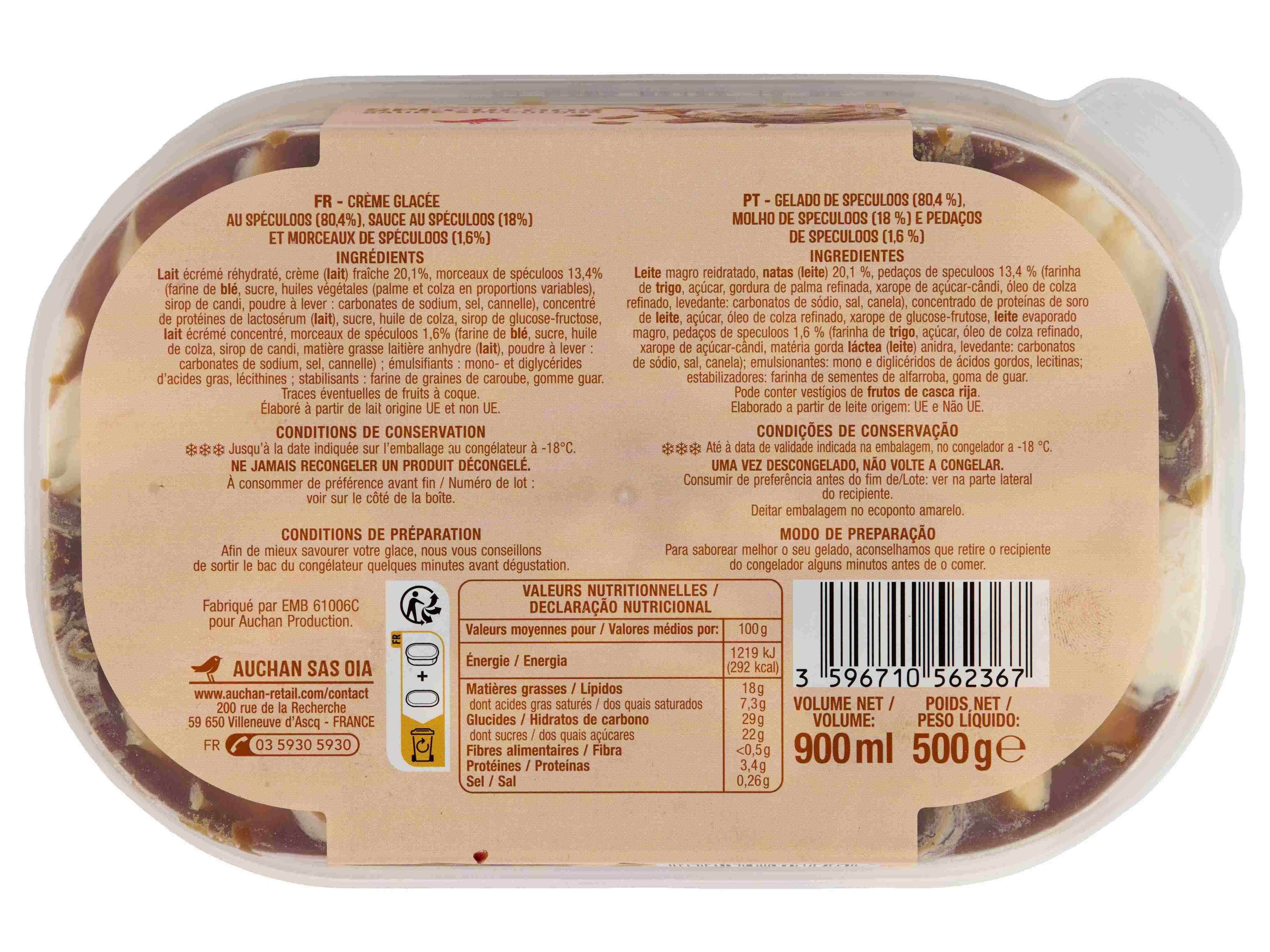 GELADO AUCHAN SPECULOOS 900ML image number 2