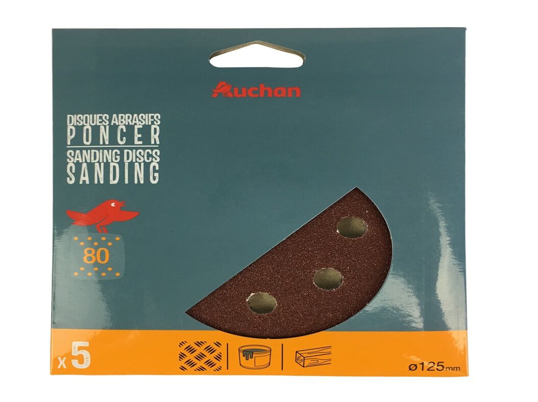 CONJUNTO 5 DISCOS AUCHAN PARA LIXADORA D125 G80 image number 0