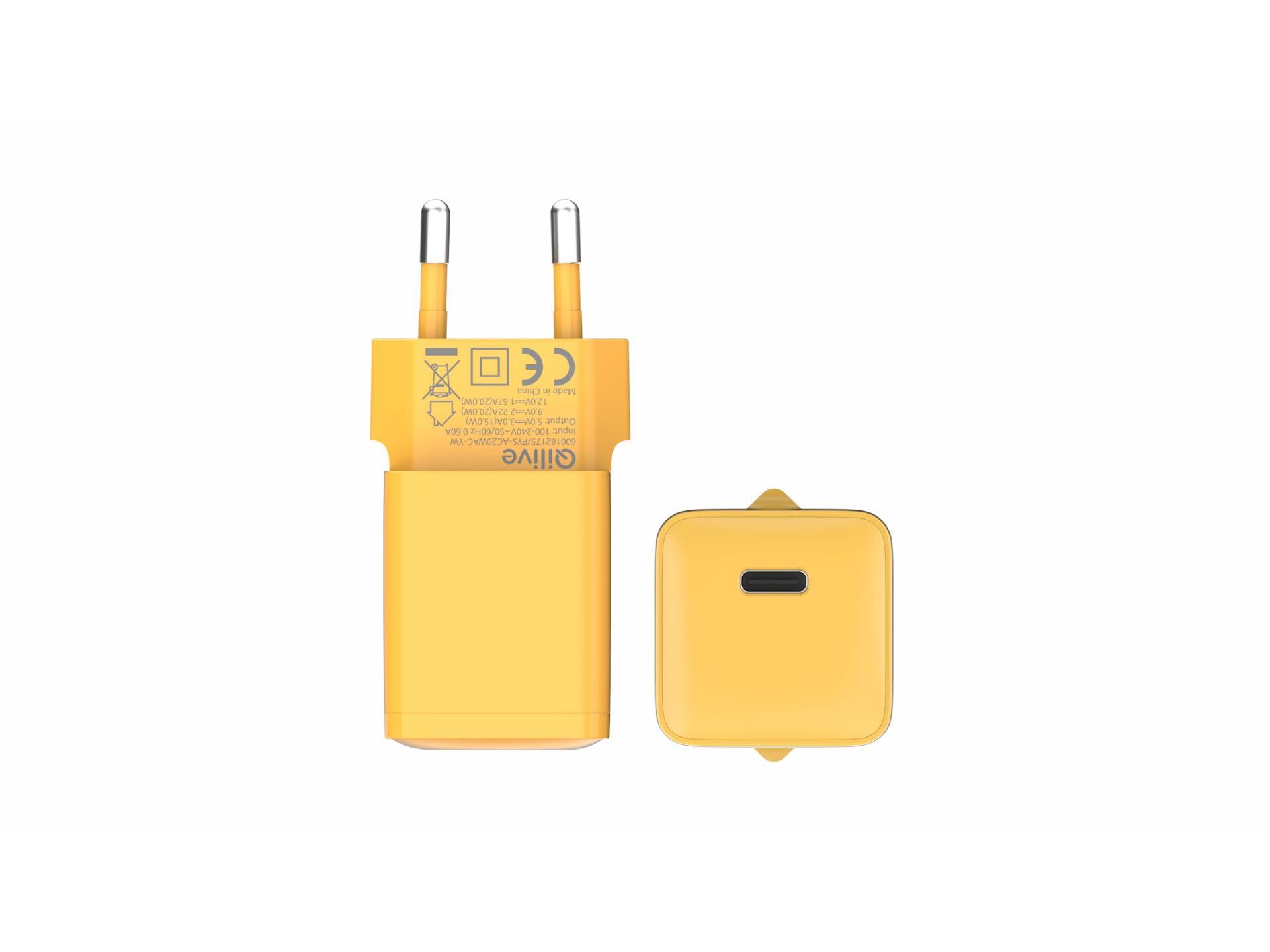 CARREGADOR QILIVE 600182175 USB C 20W AMARELO P1 image number 0