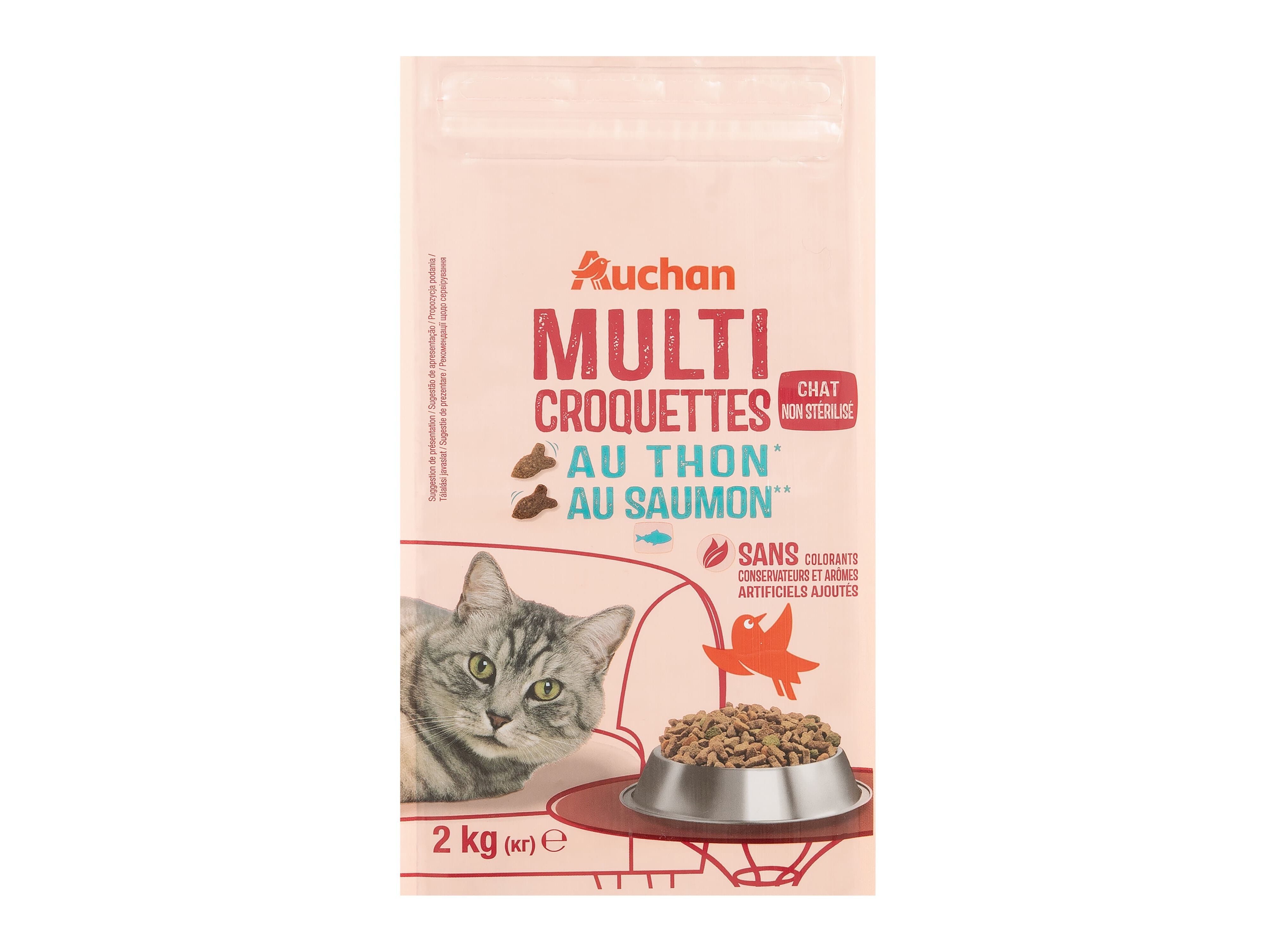 RA&Ccedil;&Atilde;O PARA GATO AUCHAN N&Atilde;O ESTERILIZADO COM ATUME E COM SALM&Atilde;O 2KG image number 0