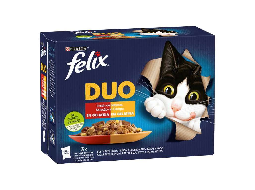 COMIDA H&Uacute;MIDA PARA GATO FELIX FANTASTIC DUO 12X85G