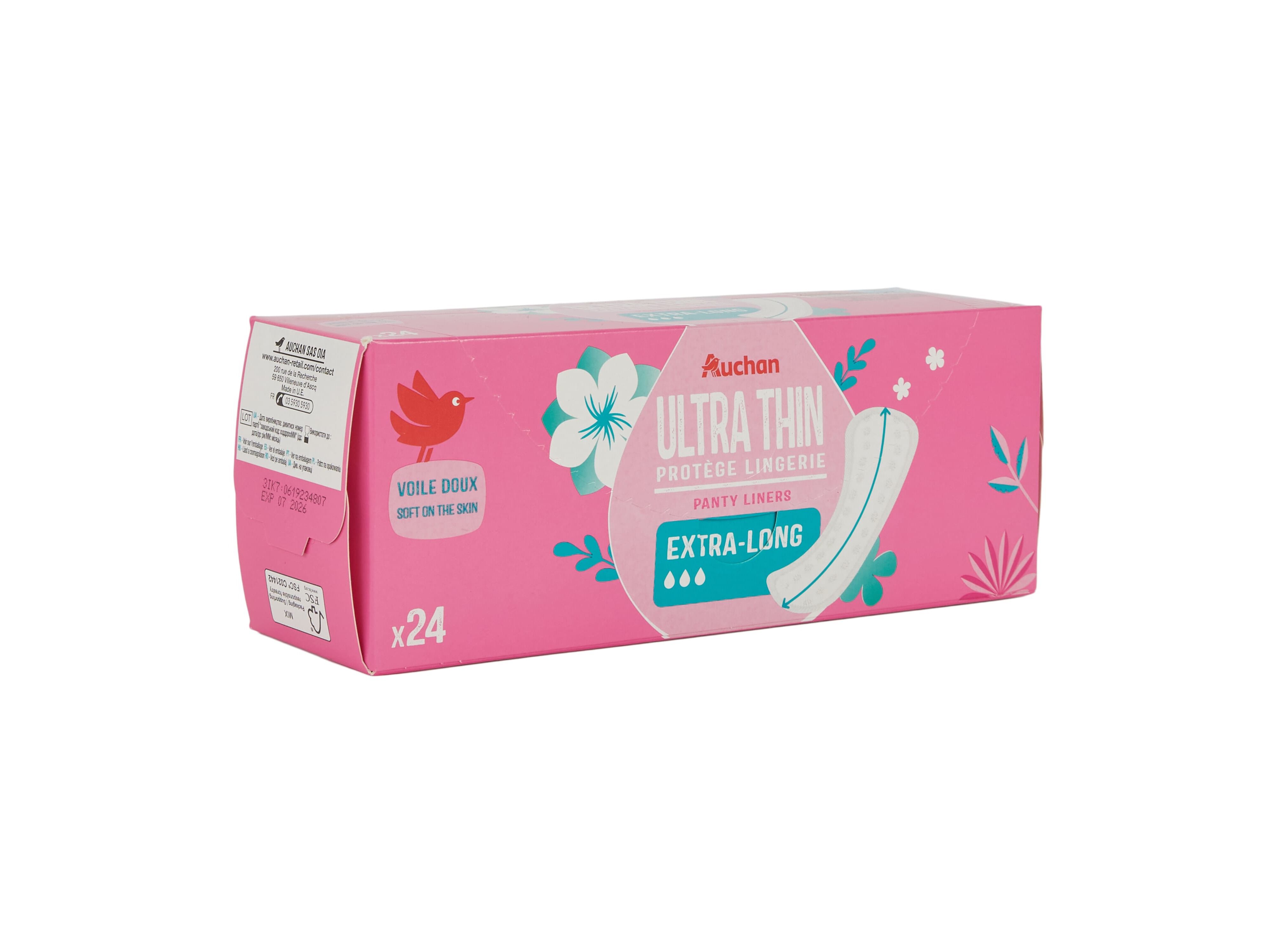 PENSOS DI&Aacute;RIOS AUCHAN ULTRA FINO EXTRA LONGO 24UN image number 1