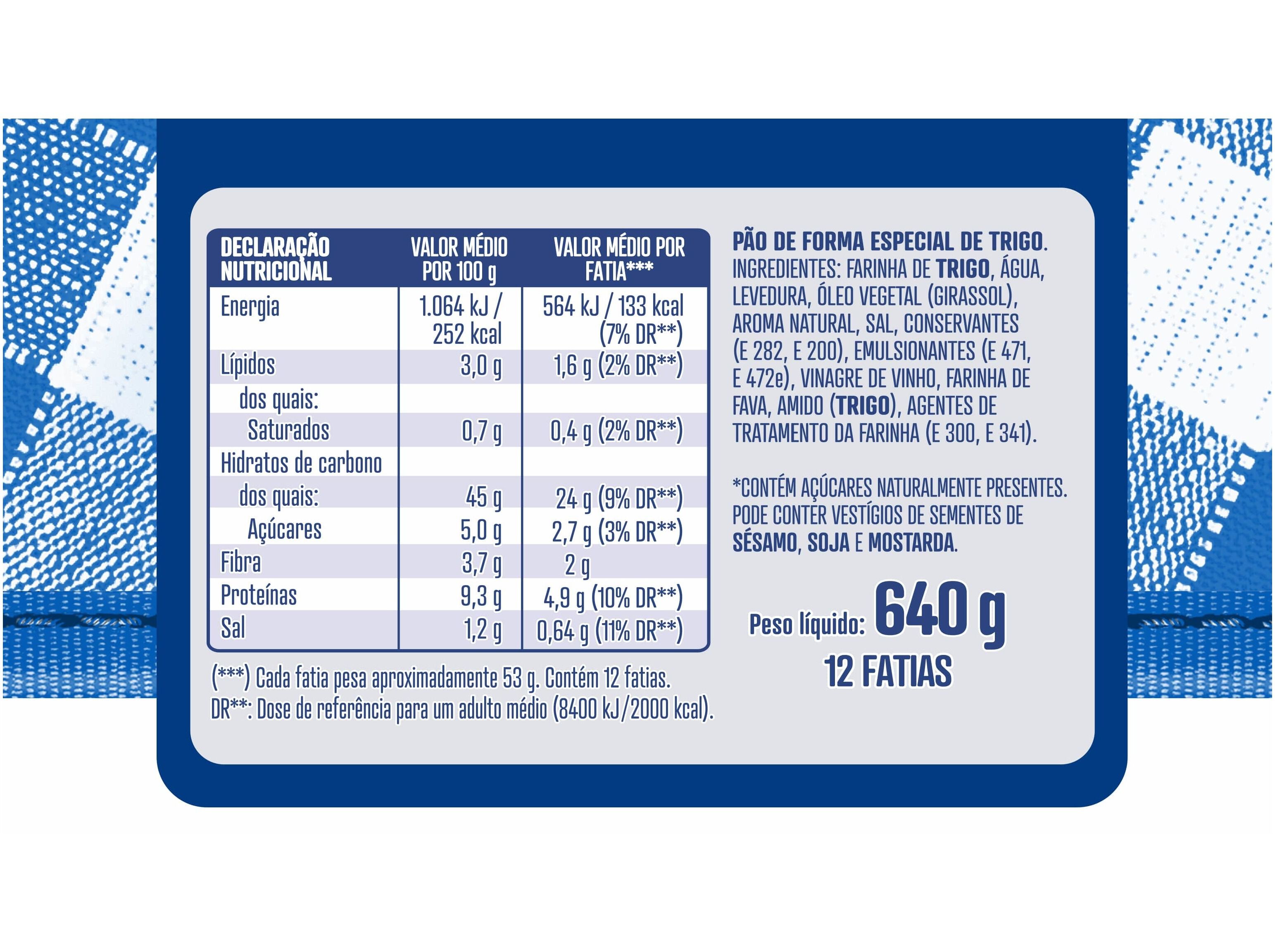 P&Atilde;O DE FORMA BIMBO ESPECIAL TORRADAS COM C&Ocirc;DEA 640G image number 1