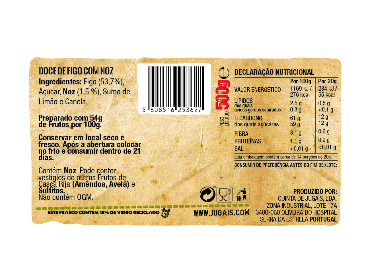 DOCE QUINTA DE JUGAIS DOCE DE FIGO COM NOZ 500G image number 1