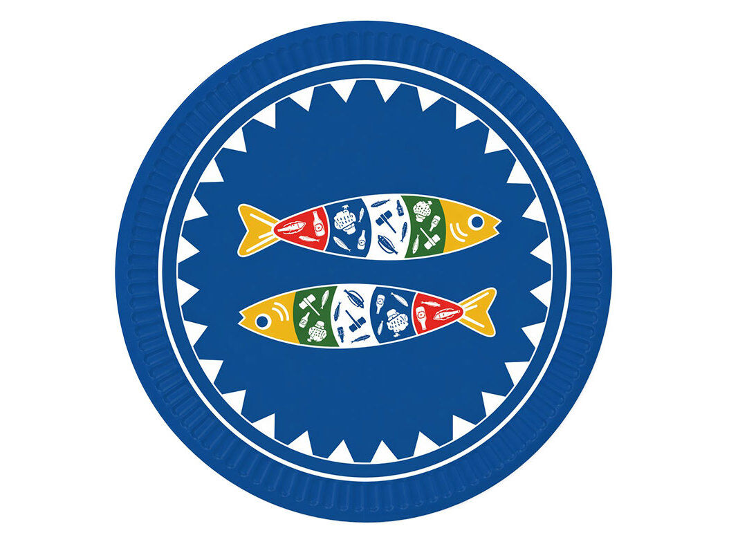 PRATO PAPEL SARDINHAS TOPBRANDS AZUL &Oslash;23CM 8 UNIDADES