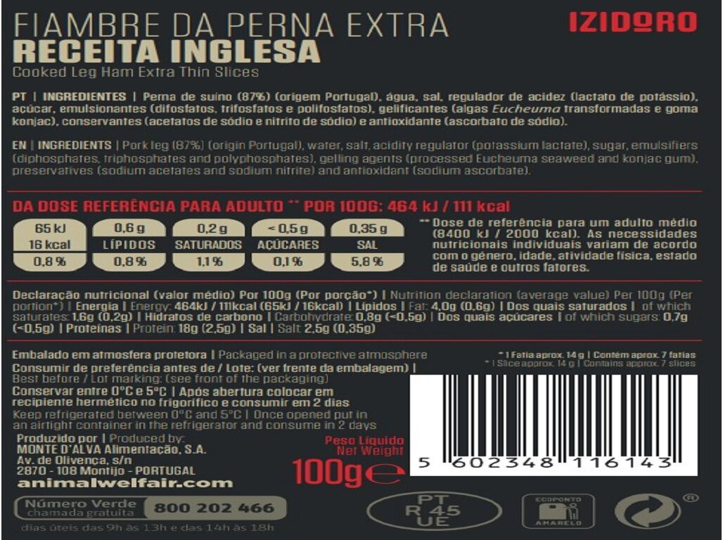 FIAMBRE PERNA EXTRA IZIDORO 100 GR image number 1