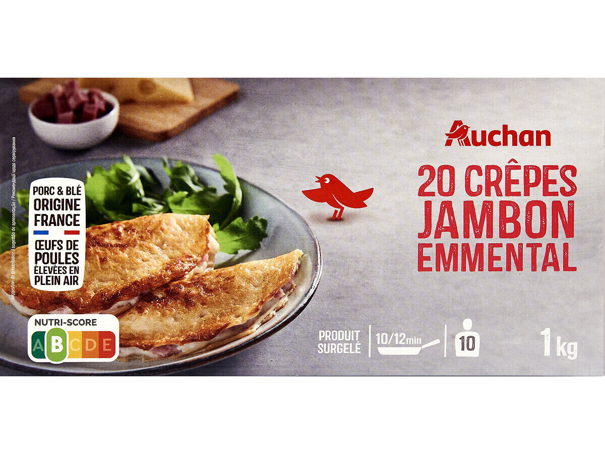 CREPES AUCHAN FIAMBRE COM QUEIJO EMMENTAL 20UN 1KG image number 0