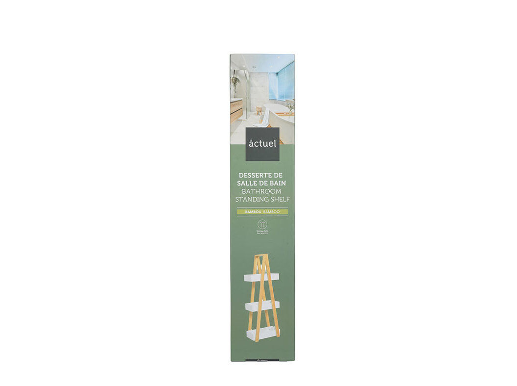M&Oacute;VEL 3 PRATELEIRAS ACTUEL BAMBOO BRANCO/NATURAL 30X18XA82CM