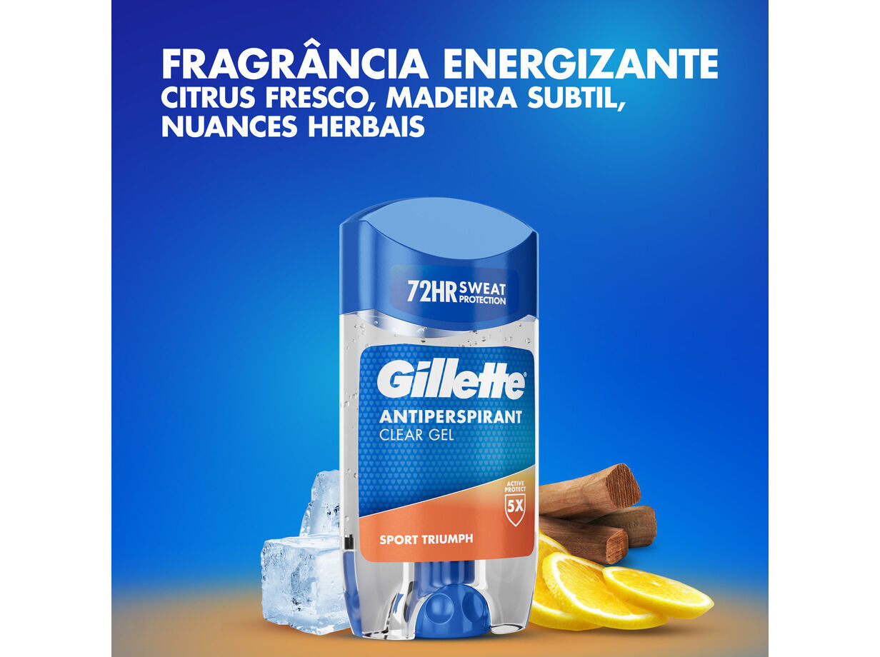 DESODORIZANTE STICK GILLETTE CLEAR GEL SPORT TRIUMPH 70 ML image number 3