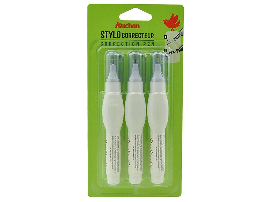 CONJUNTO DE 3 CANETAS CORRECTORAS AUCHAN image number 0