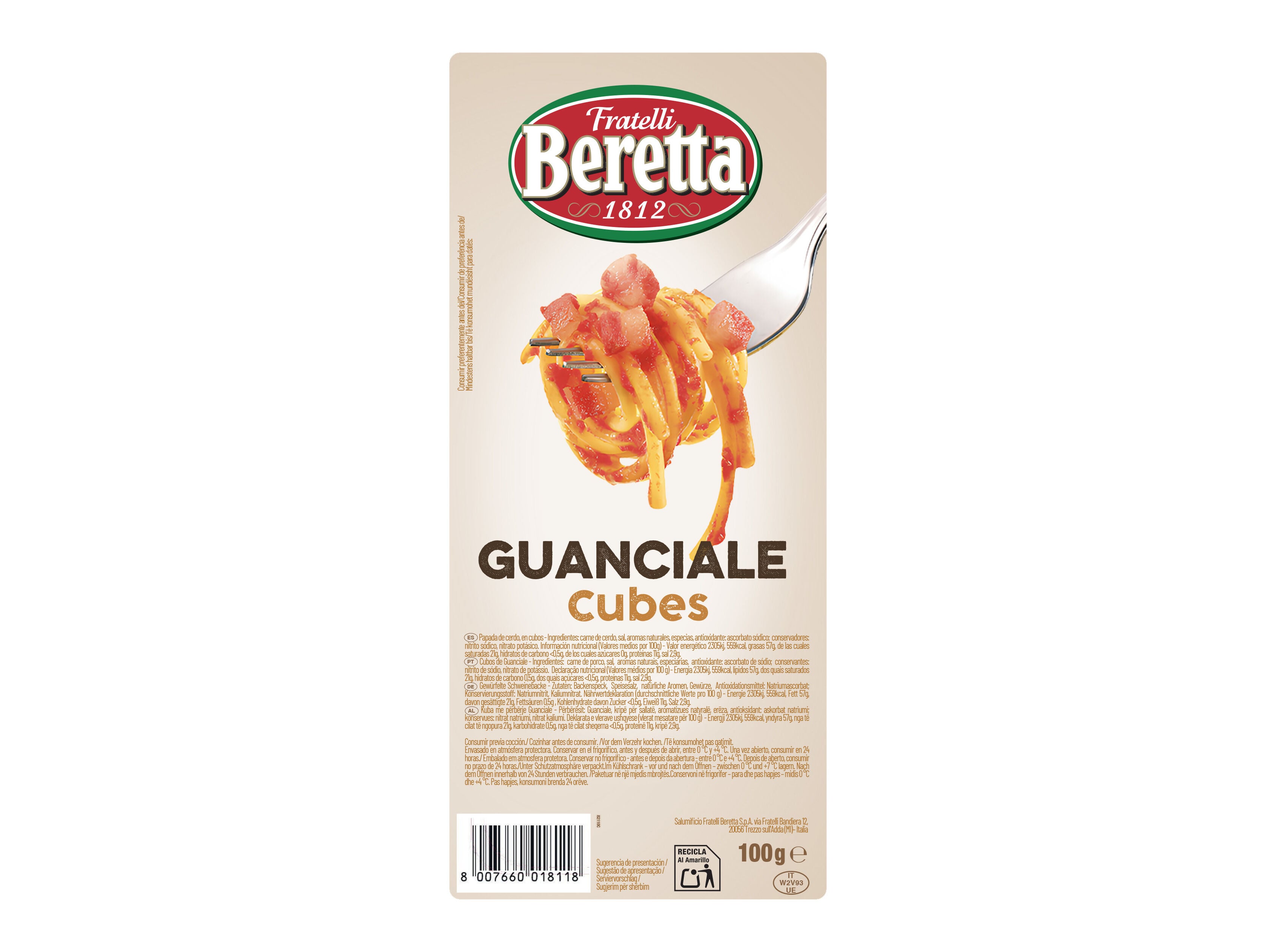 GUANCIALE AOS CUBOS BERETTA 100 G image number 0