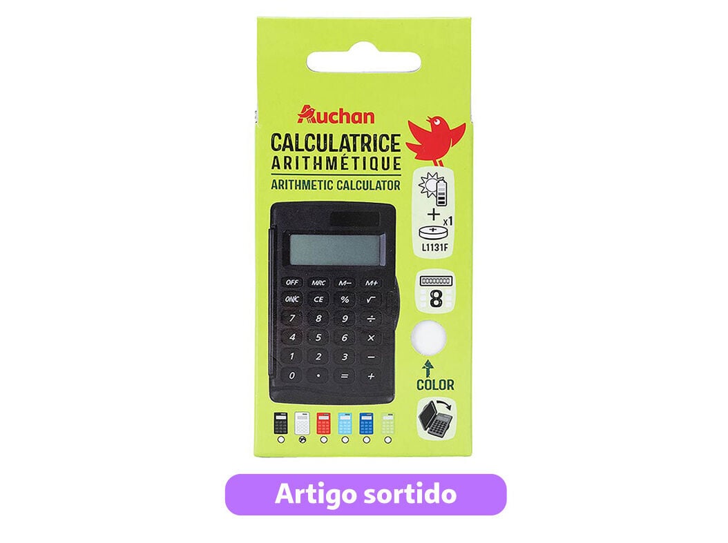 CALCULADORA 8 D&Iacute;GITOS AUCHAN CORES SORTIDAS