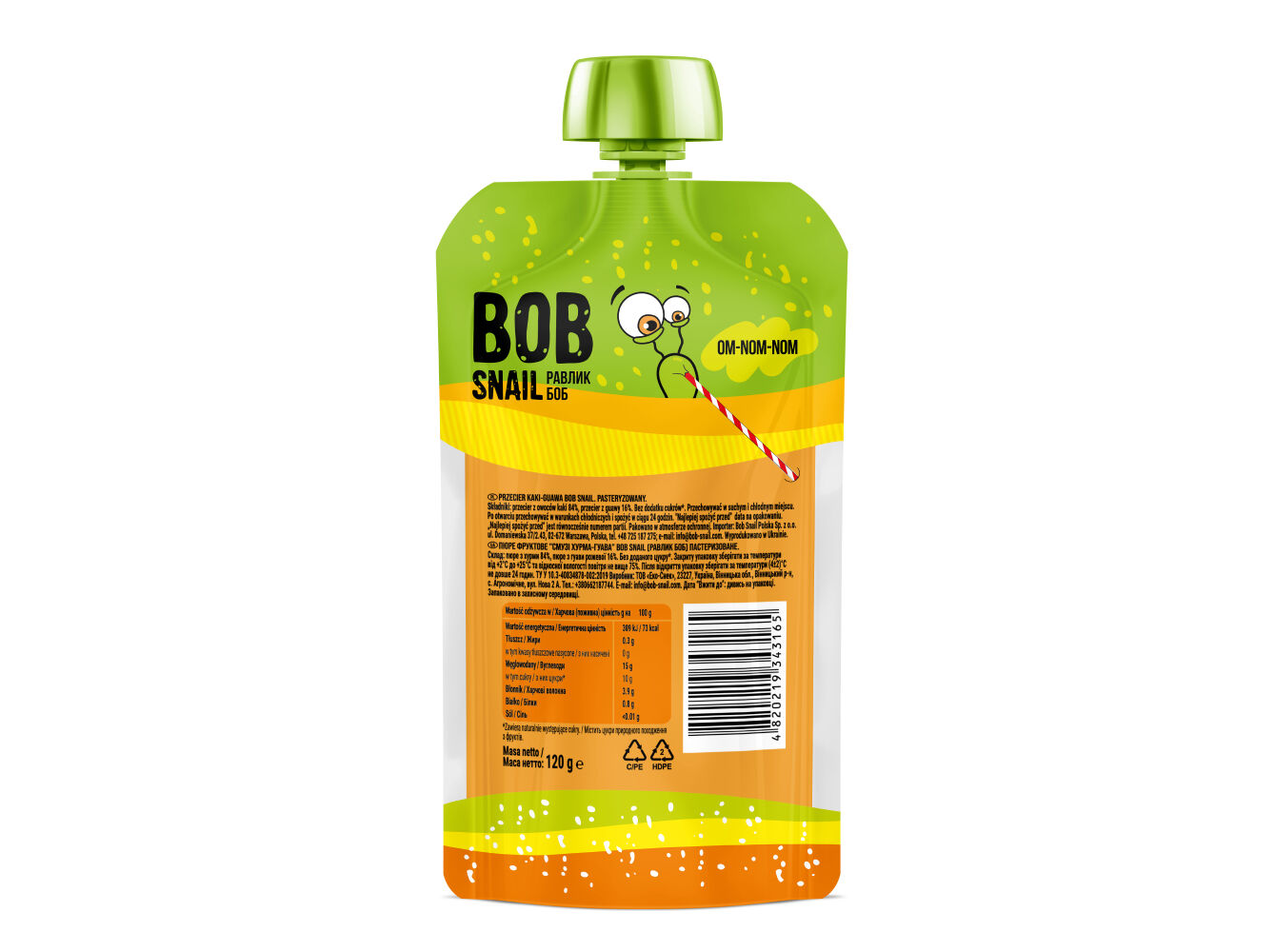 PUR&Eacute; DE FRUTA BOB SNAIL DI&Oacute;SPIRO E GOIABA 120 G image number 1