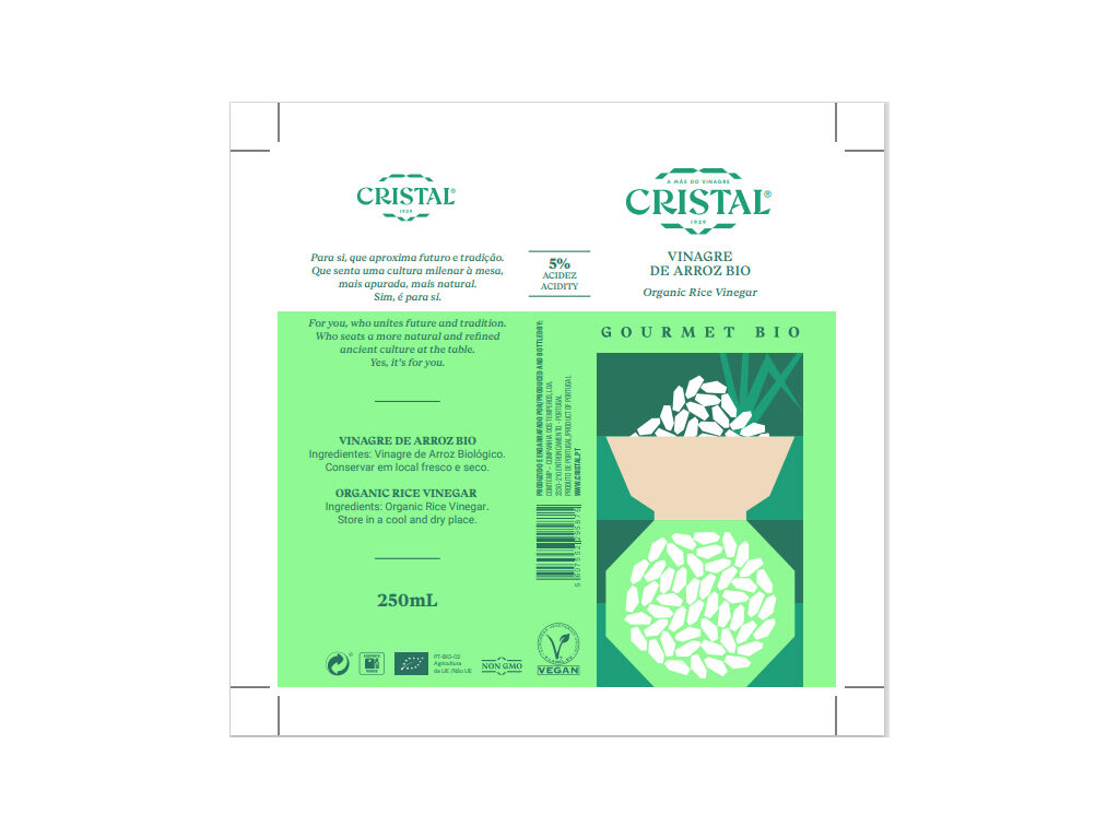 VINAGRE DE ARROZ CRISTAL GOURMET BIO 250ML image number 1
