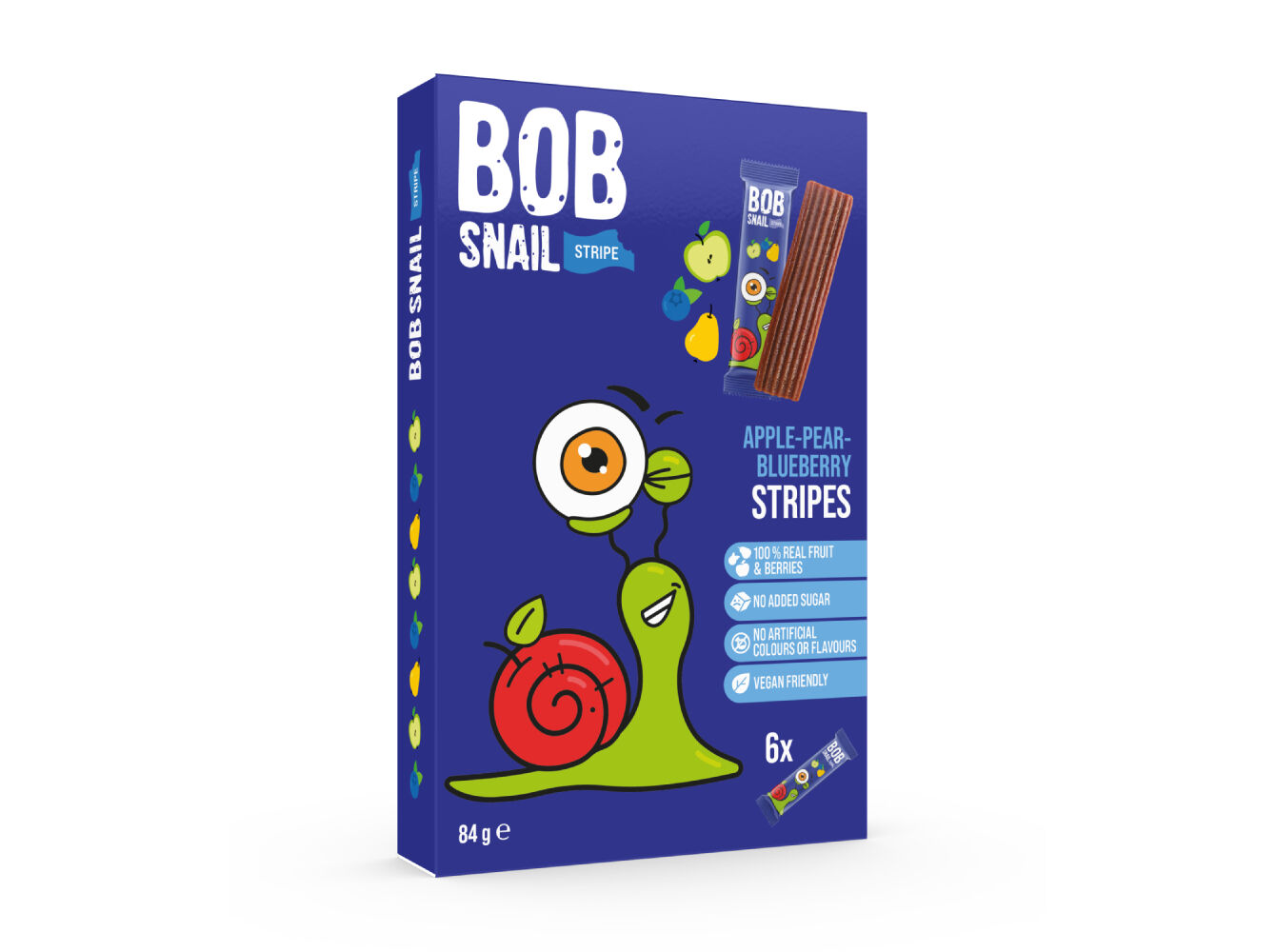 TIRAS DE FRUTA BOB SNAIL MA&Ccedil;&Atilde; PERA E MIRTILO 84 G image number 0