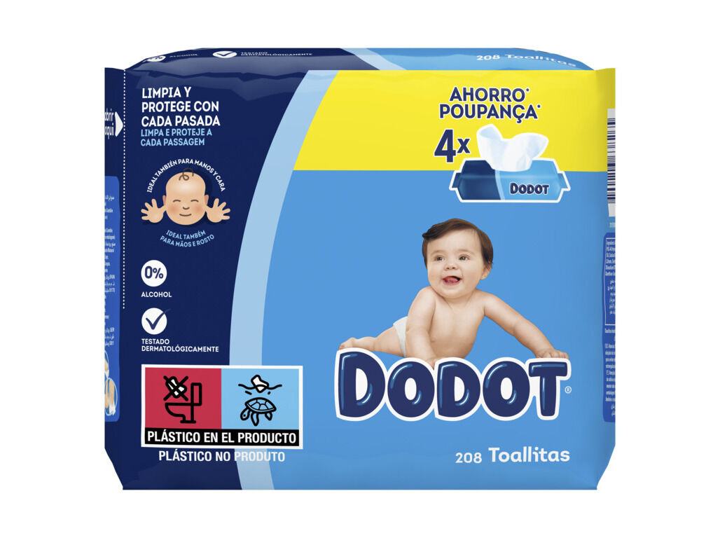 TOALHITAS BEB&Eacute; DODOT AZUL 4X52UN image number 0