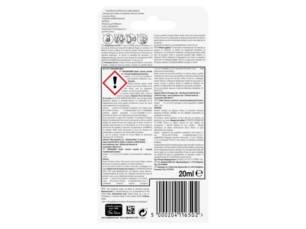 AMBIENTADOR GLADE EL&Eacute;CTRICO RECARGA SANDALWOOD 20ML image number 1