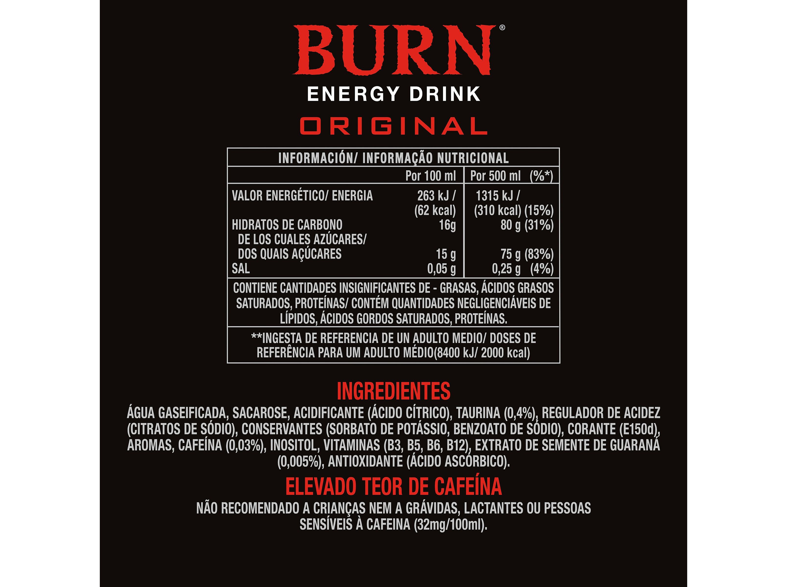 BEBIDA ENERG&Eacute;TICA BURN 0.5L (SDR) image number 1