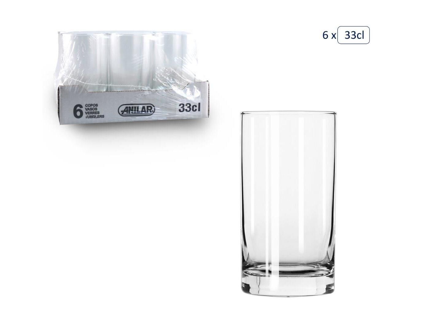 CONJUNTO DE 6 COPOS LEXONGTON ANILAR VIDRO 33CL image number 0