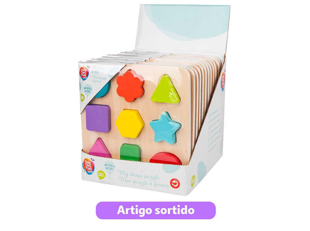 PE&Ccedil;AS DE ENCAIXE ONE TWO FUN EM MADEIRA MODELOS SORTIDOS