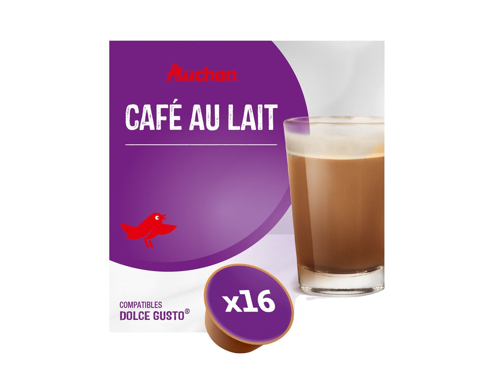 C&Aacute;PSULAS CAF&Eacute; DG AUCHAN C/ LEITE 16 UN