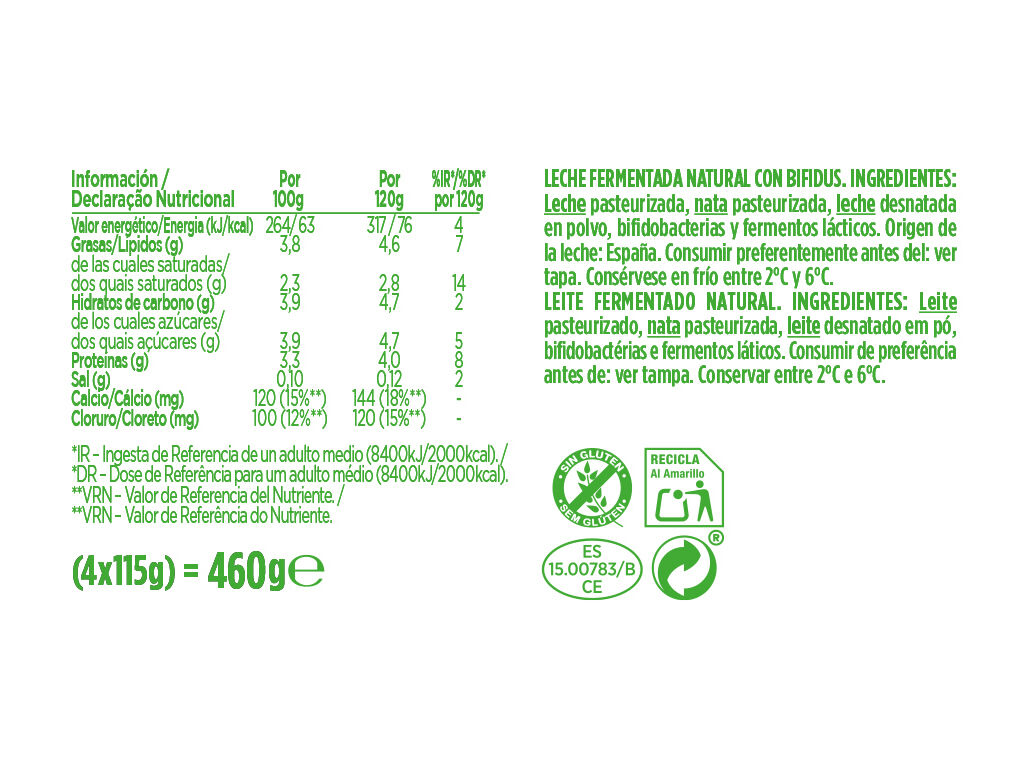 IOGURTE ACTIVIA BIFIDUS NATURAL 4X120G image number 1