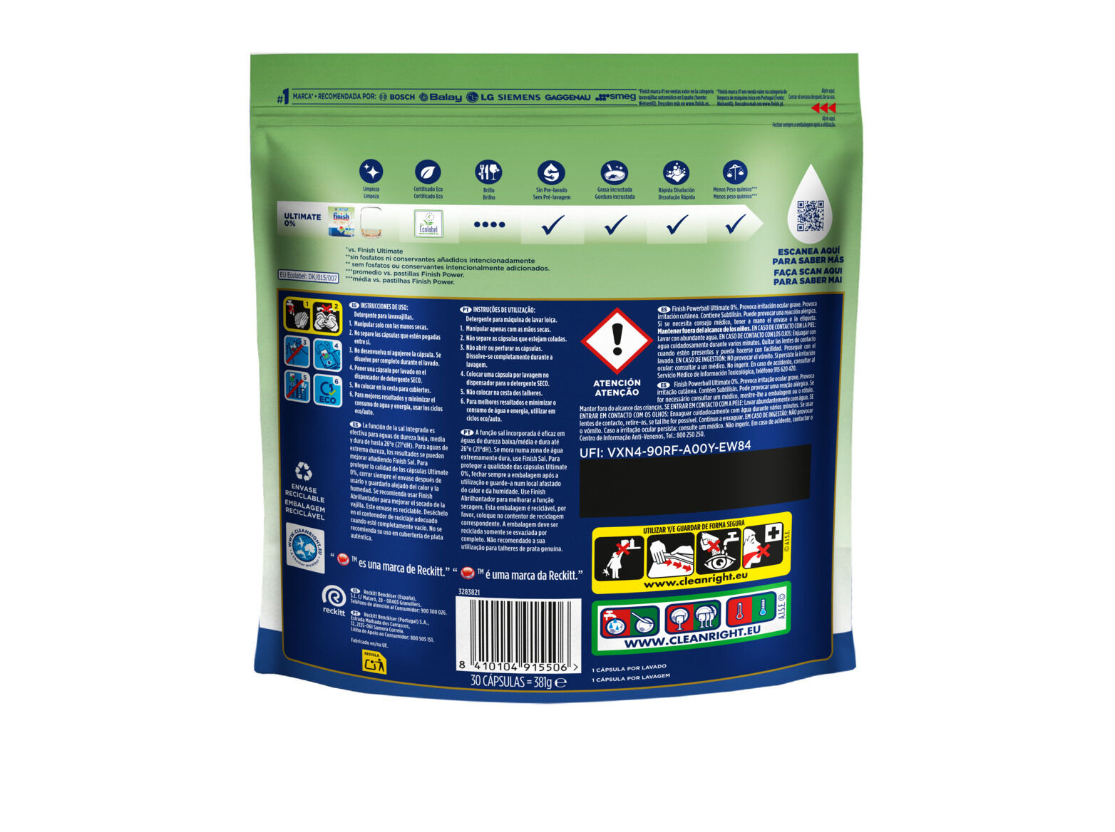 DETERGENTE LOI&Ccedil;A M&Aacute;QUINA FINISH 0% ULTIMATE 30P image number 1