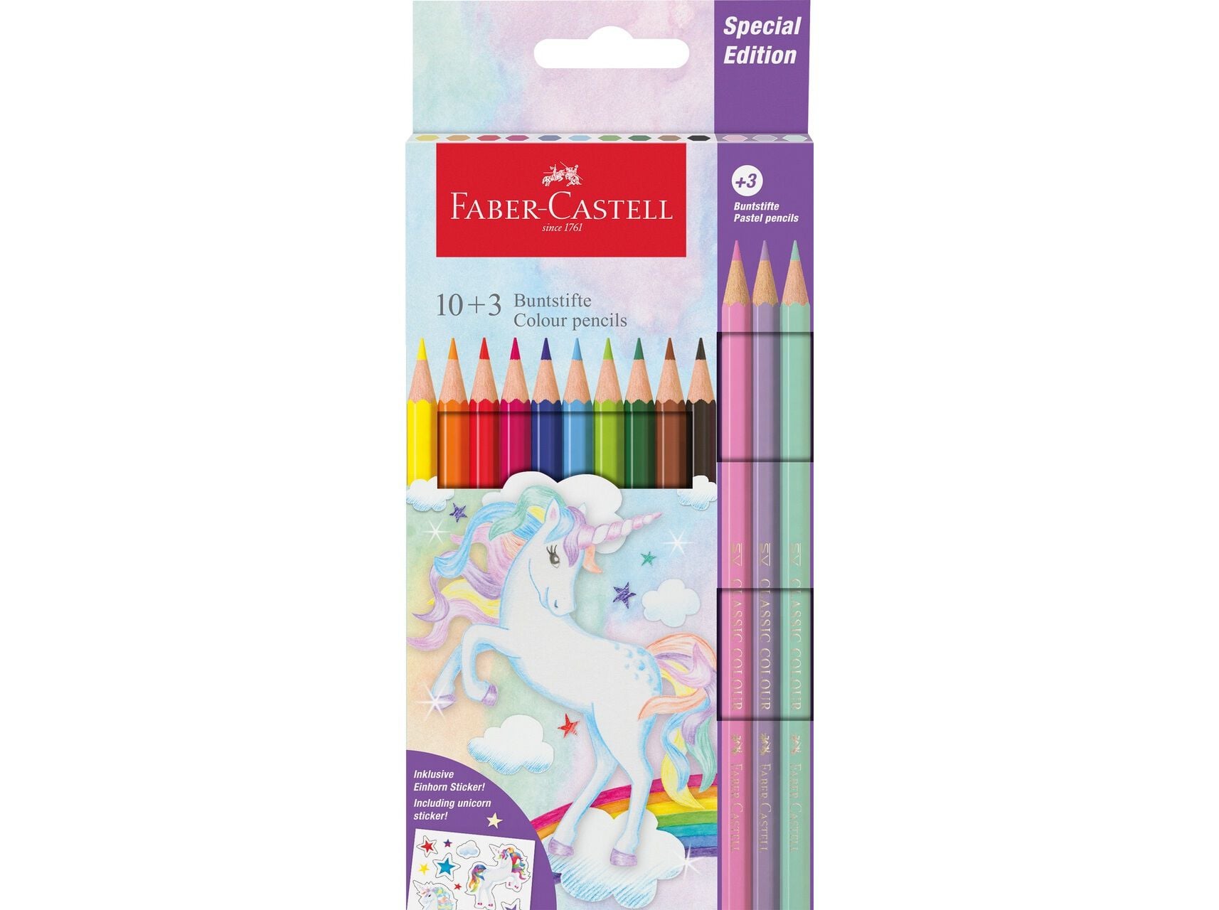 L&Aacute;PIS DE COR FABER-CASTELL UNICORN 10+3 UNIDADES