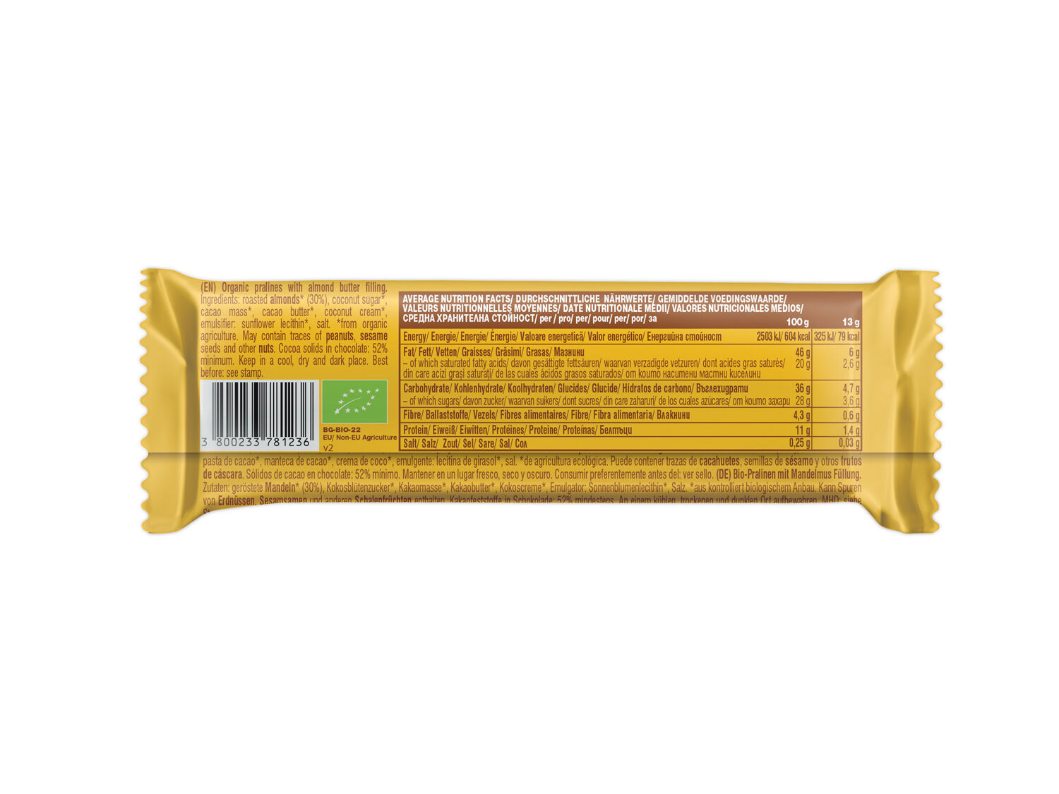 SNACK CHOCOLATE BETT'R RECHEIO AM&Ecirc;NDOA 39G image number 1