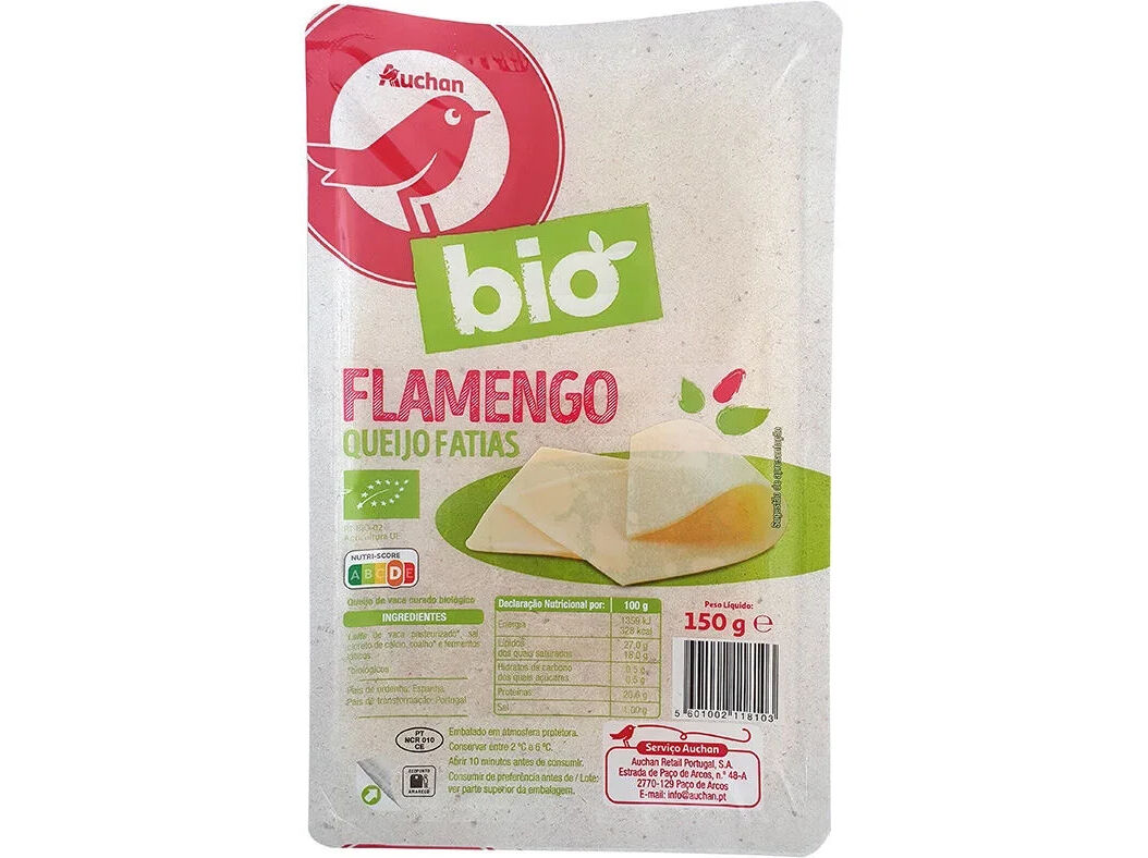 QUEIJO AUCHAN FLAMENGO BIO FATIAS 150G