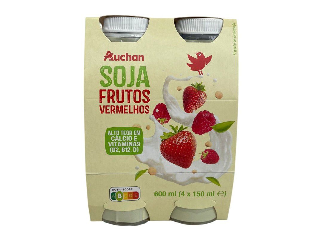 SOJAGURTE L&Iacute;QUIDO AUCHAN FRUTOS VERMELHOS 4X150 ML image number 1