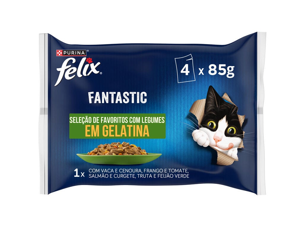 COMIDA H&Uacute;MIDA PARA GATO FELIX FANTASTIC LEGUMES 4X85G image number 0