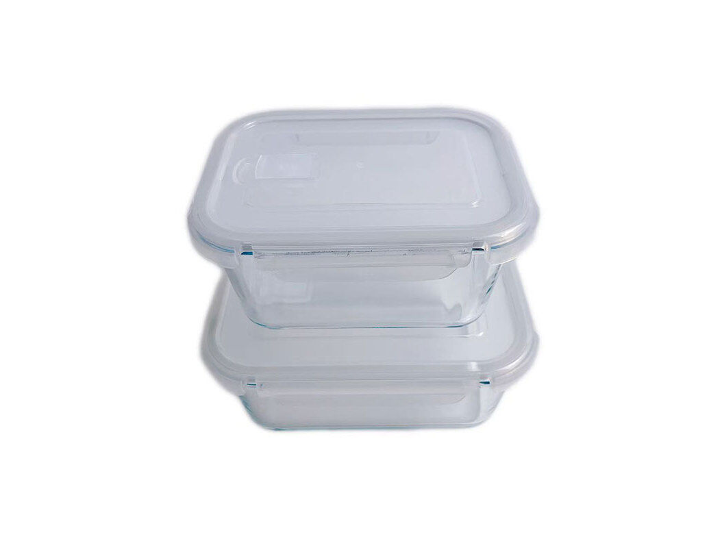 CONJUNTO DE 2 CAIXAS HERM&Eacute;TICA ACTUEL VIDRO RECTANGULARES 0.9L+1.3L image number 0