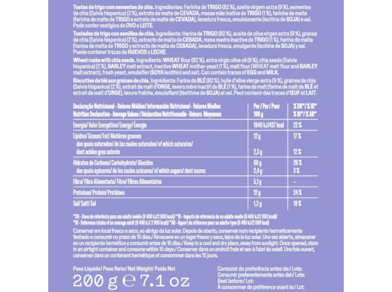 BOLACHAS MARINHEIRAS NACIONAL CHIA 200G image number 1