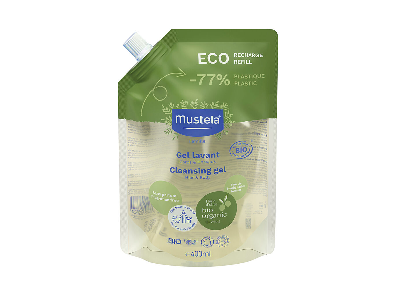 GEL BANHO MUSTELA RECARGA 400ML image number 1