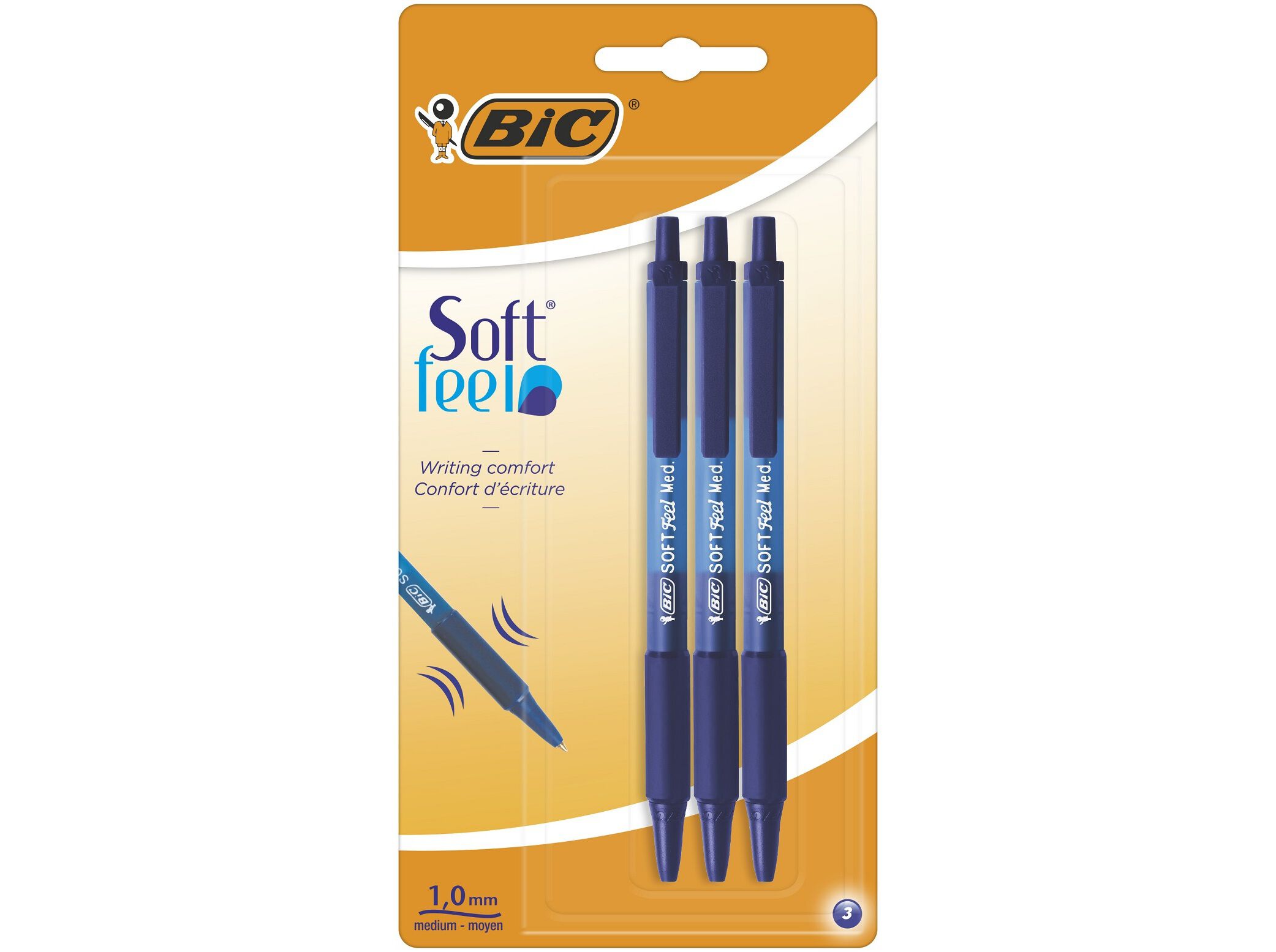 ESFEROGR&Aacute;FICA SOFT FEEL BIC CLIC GRIP AZUL 3 UNIDADES