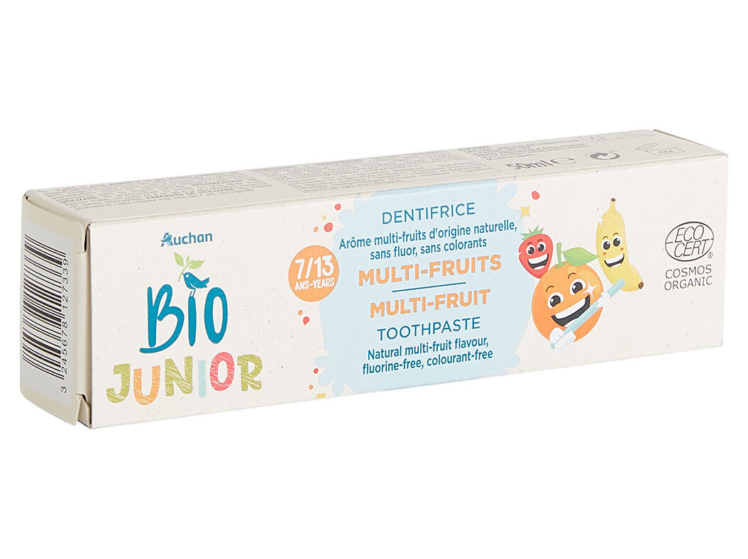 PASTA DENT&Iacute;FRICA AUCHAN BIO JUNIOR MULTIFRUTOS 50ML