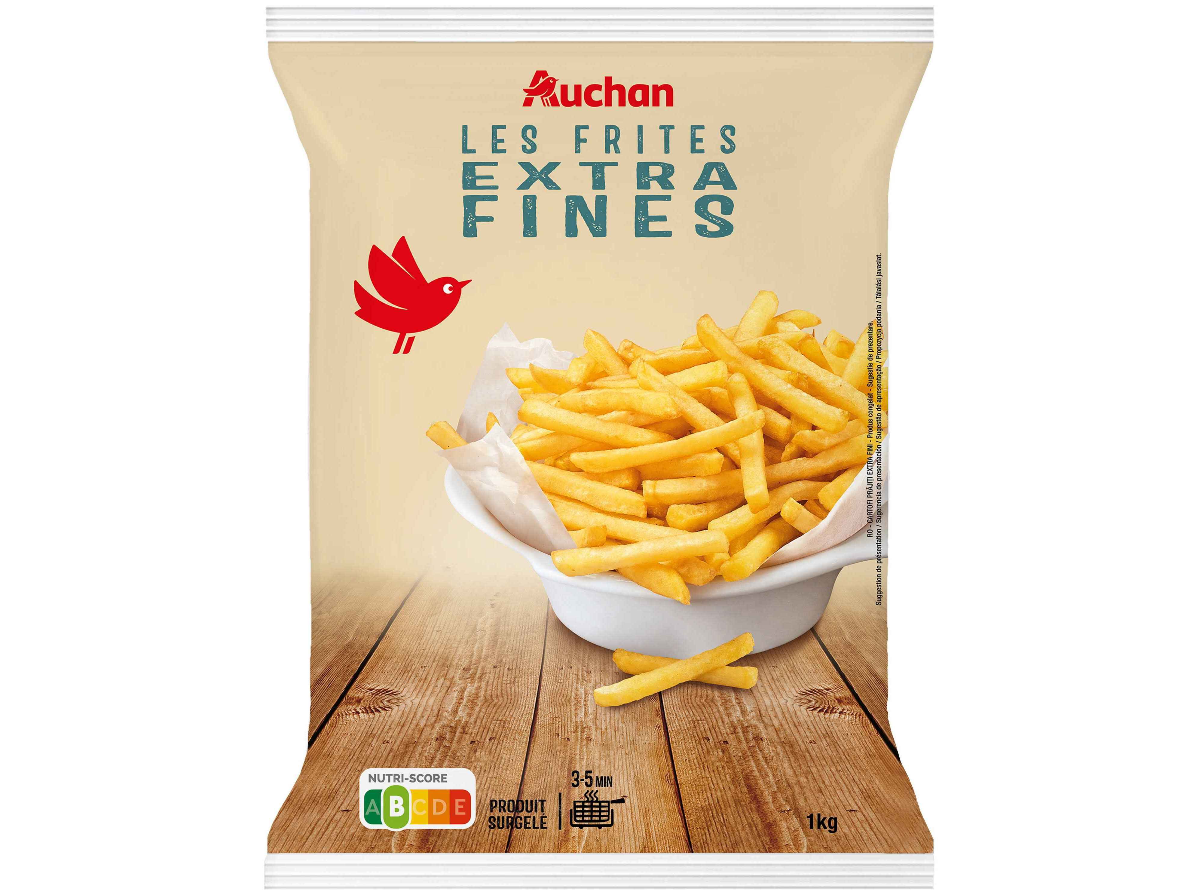 BATATAS AUCHAN PR&Eacute;-FRITAS PALITOS EXTRAFINAS GIRASSOL 1KG