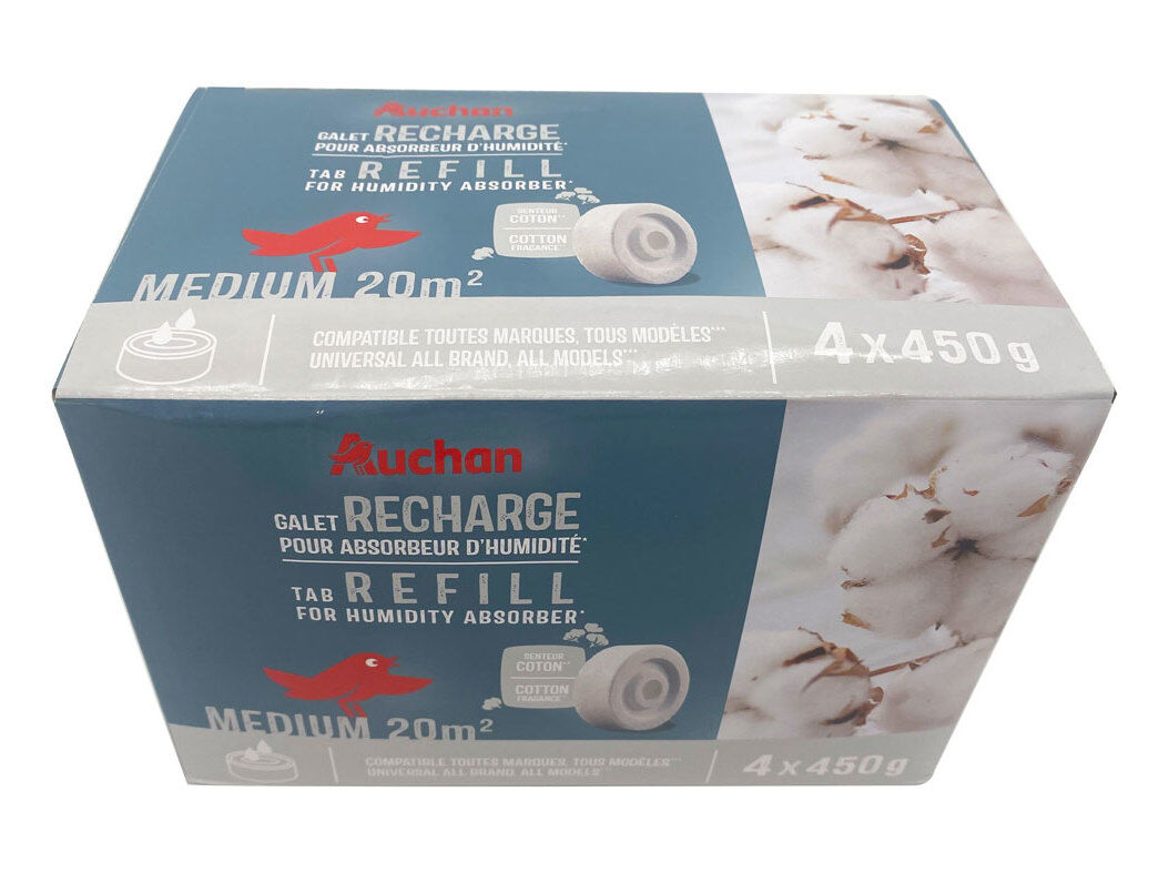 RECARGA PARA DESUMIDIFICADOR AUCHAN ALGOD&Atilde;O 4X450G image number 1