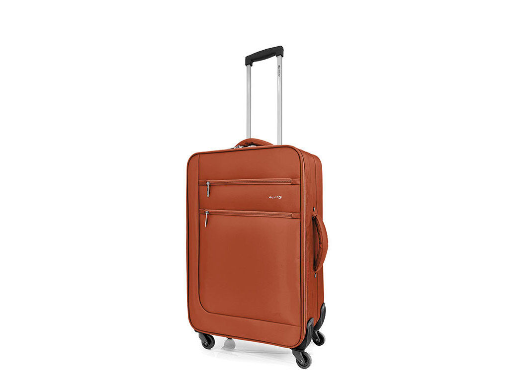 MALA DE VIAGEM M&Eacute;DIA FLEX&Iacute;VEL AIRPORT HIGHWAY LARANJA COM 4 RODAS 65 X 42 X 22 CM