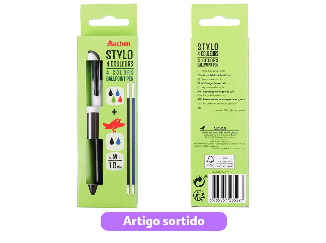 ESFEROGR&Aacute;FICA RETR&Aacute;TIL AUCHAN COM RECARGA CORES SORTIDAS