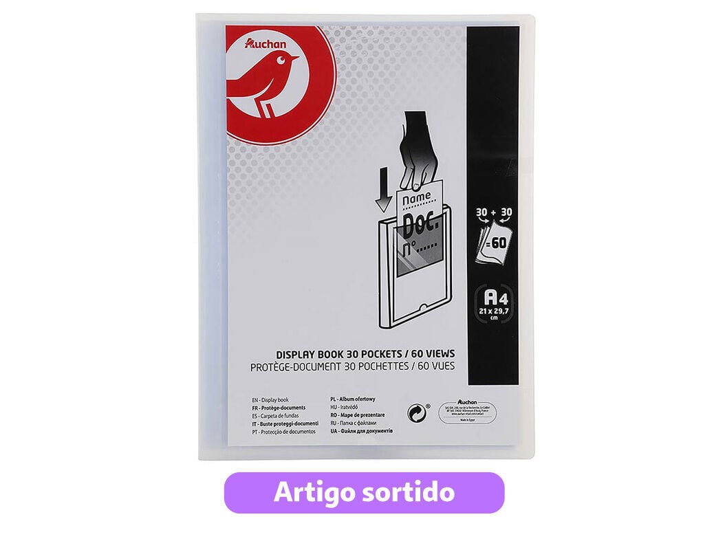 PORTF&Oacute;LIO AUCHAN A4 30+30 BOLSAS CORES SORTIDAS image number 2