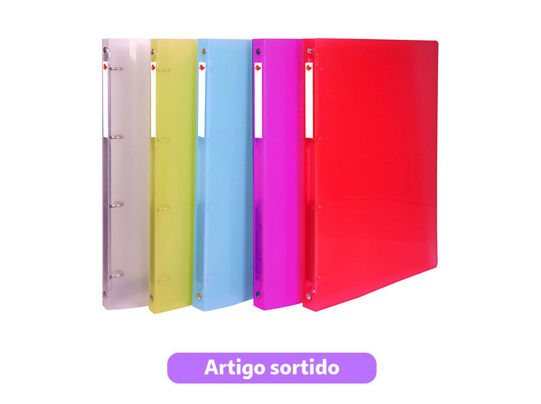 DOSSIER A4 4 ARGOLAS AUCHAN PL&Aacute;STICO 20MM CORES SORTIDAS