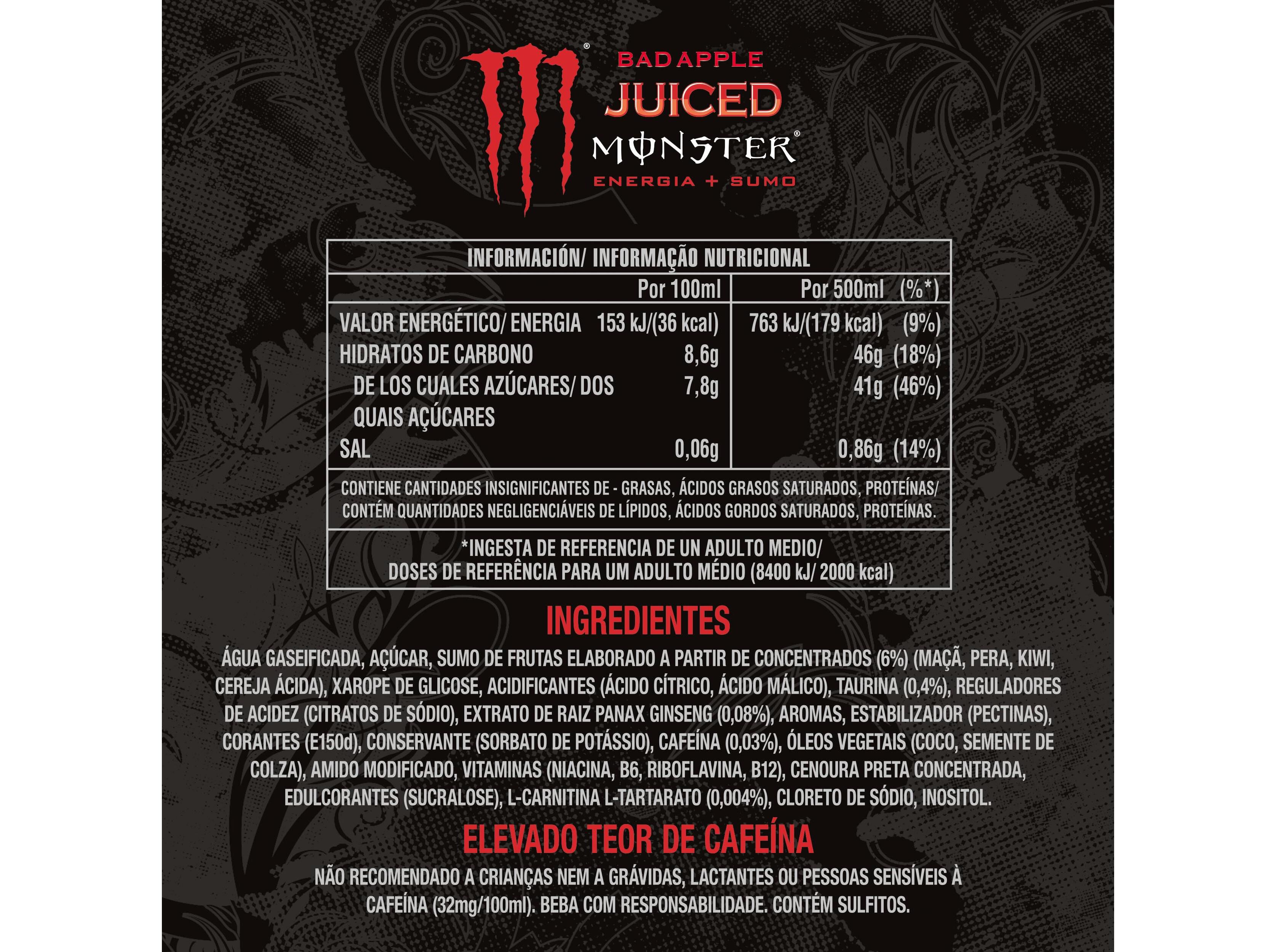 BEBIDA ENERGETICA MONSTER BAD APPLE 0.5L (SDR) image number 1