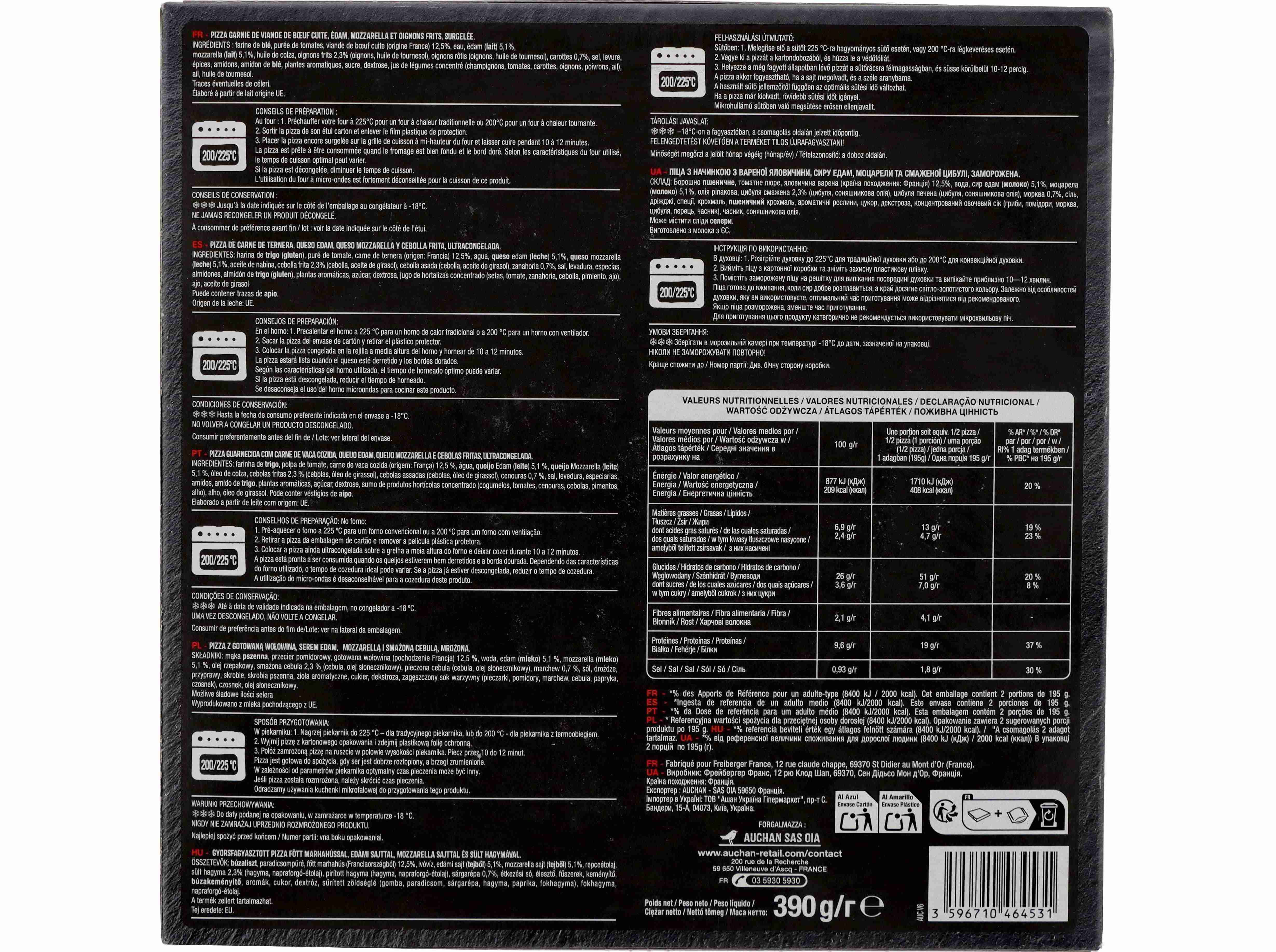 PIZZA AUCHAN MASSA CL&Aacute;SSICA BOLONHESA 390G image number 2