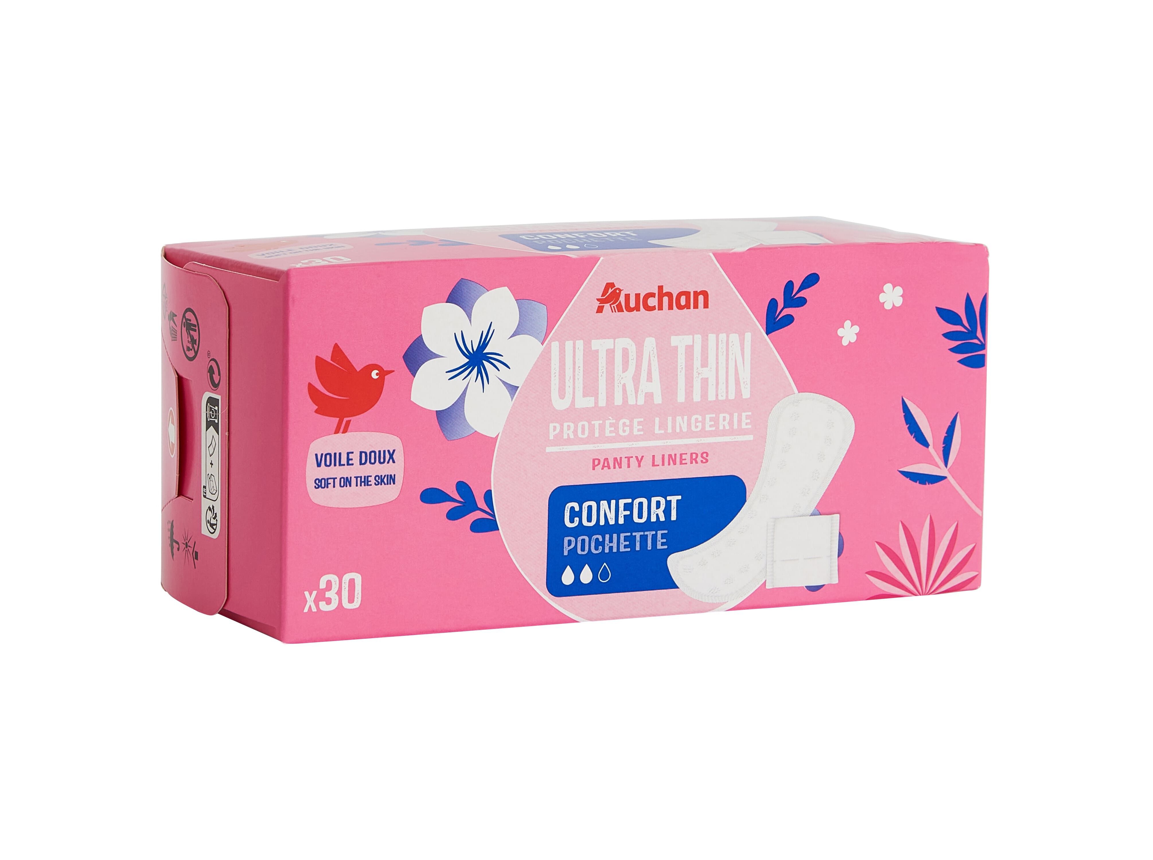 PENSOS DI&Aacute;RIOS AUCHAN ULTRA FINO NORMAL BOLSA 30UN image number 1