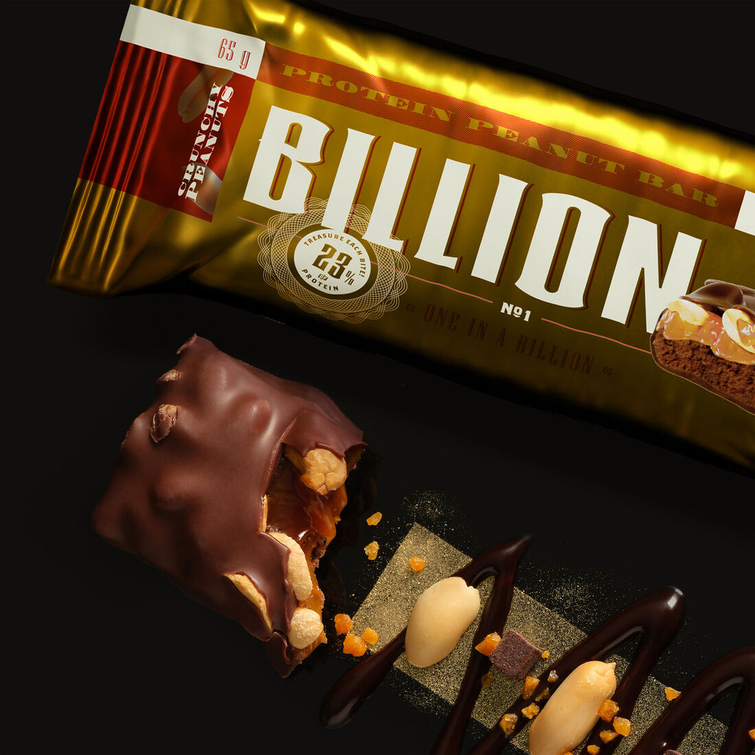 BARRA PROTEICA BILLION PROZIS AMENDOIM 65G image number 1