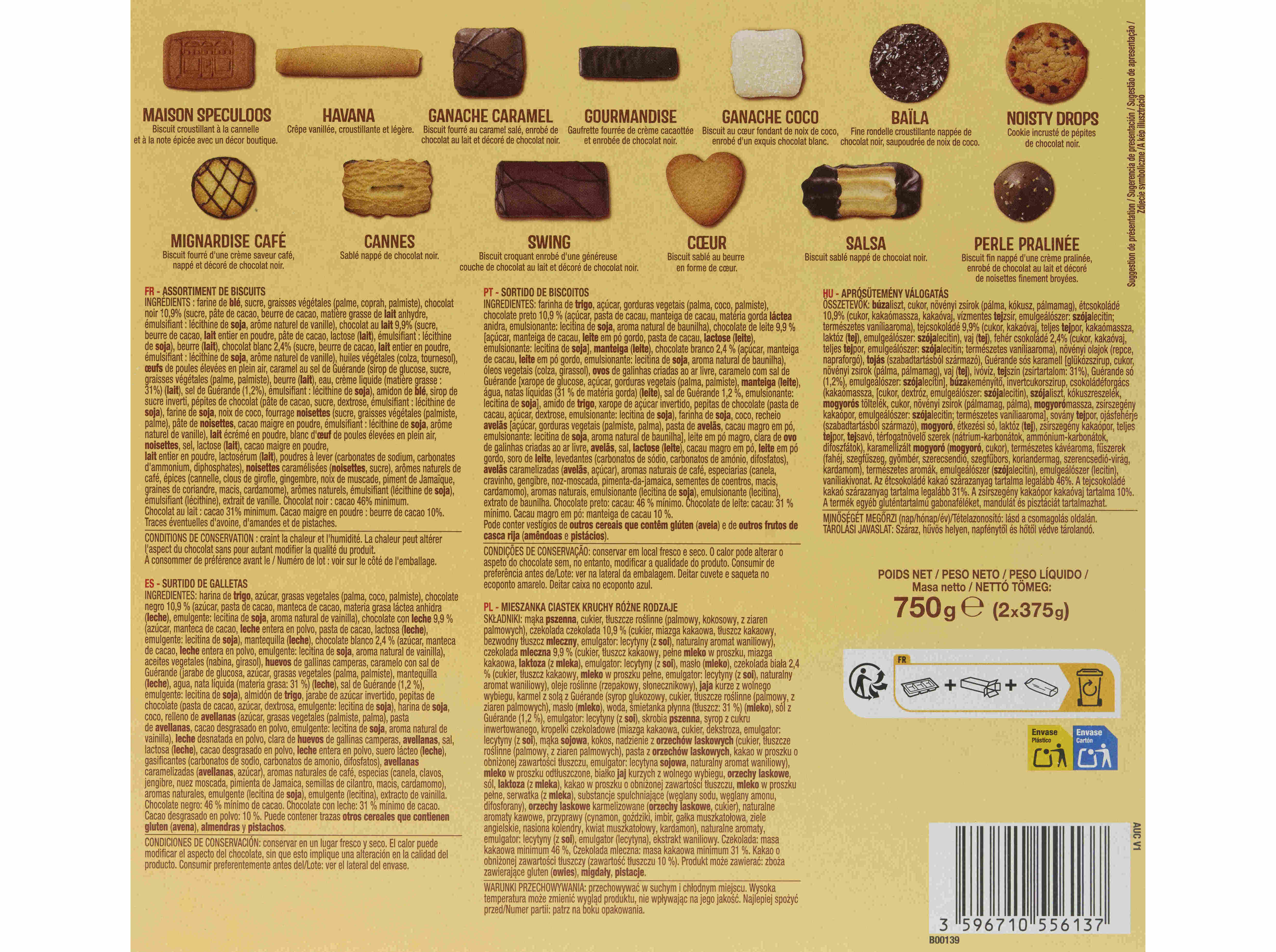 SORTIDO AUCHAN BISCOITOS FINOS 750 (2X375G) image number 1